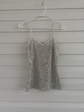Express Silver Sequin Camisole Sparkly Going Out Party Top